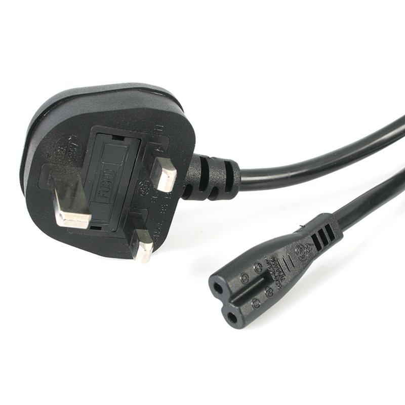 Power Cord C7 UK Plug Black 65cm